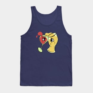 Alcohol Beer and Wine Love Mascot Cartoon Drunk Tank Top